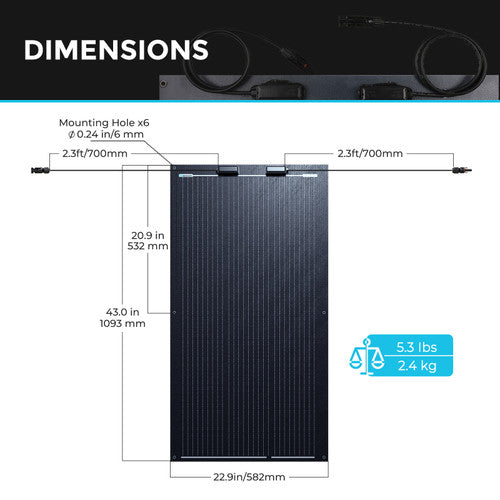 Panel solar monocristalino ligero Renogy Black Division de 100 vatios y 12 voltios